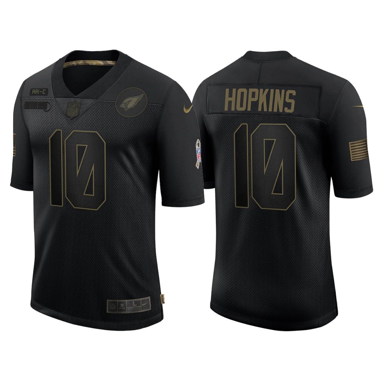 Men's Arizona Cardinals #10 DeAndre Hopkins 2020 Black Salute To Service Limited Stitched Jersey